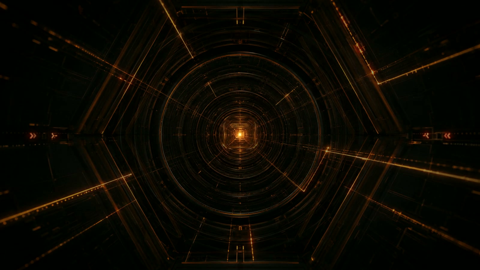 A cinematic orange cybersecurity transition inside a dark environment.